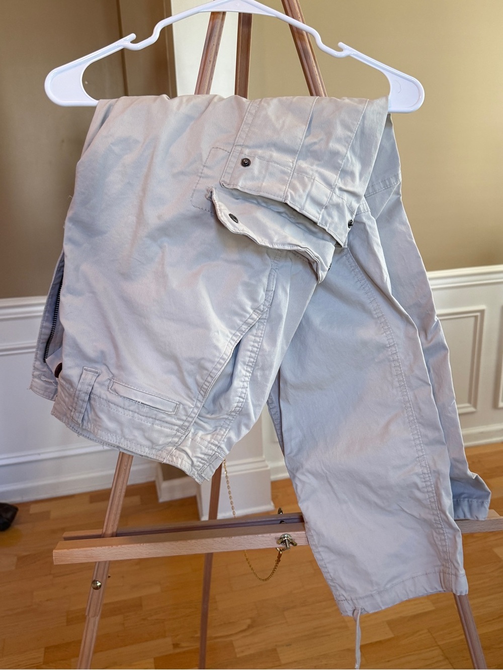 Light Stone Casual Cargo Pants with Drawstring Hem